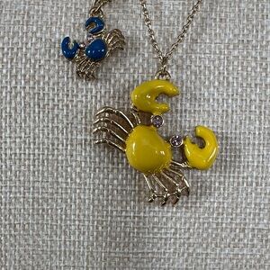 Betsey Johnson Yellow and Blue Crab Necklace